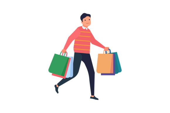Download Man Carrying Shopping Bags. Buyer Walkin - Premium Resources