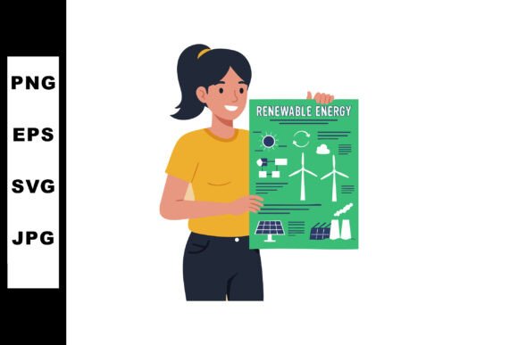 Download Woman Holding Renewable Energy Infograph - Graph Collection