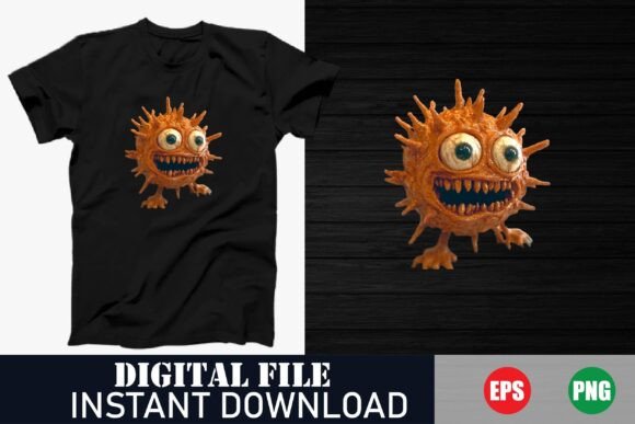 Download Cute but Scared Virus Graphic Tee - Graph Collection