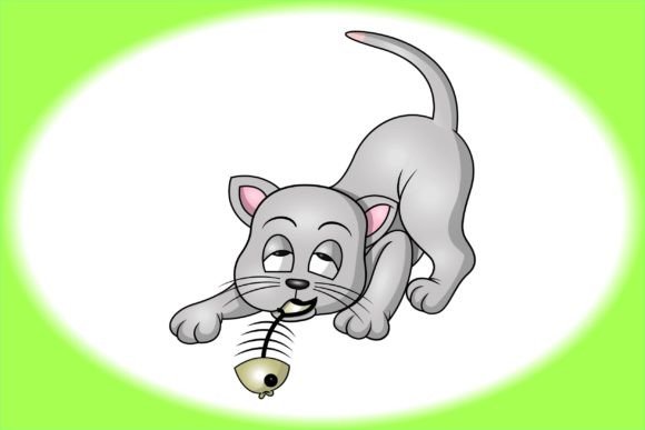 Download A Cute Cat is Biting a Fishbone - Fishbone Collection