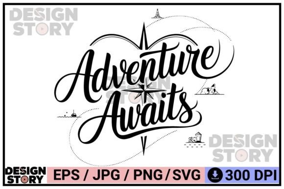 Download Adventure Awaits Compass Typography Art - Graph Collection